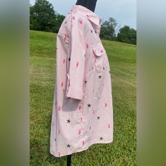 Vintage American Sweetheart Seahorse and Star Beach Print  button Top sz m - Picture 6 of 7